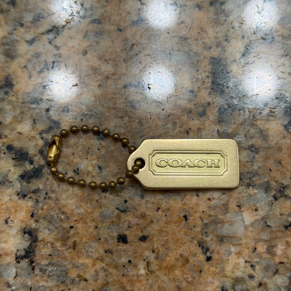 Vintage Coach Metallic Gold Metal HangTag Keychain